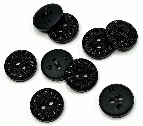 Пуговица Sandra "Листочки", 15 мм, 2 отв., пластик, цвет черный