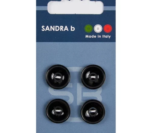 Пуговицы Sandra, 15 мм, 2 отв., пластик, 4 шт., цвет черный, CARD165