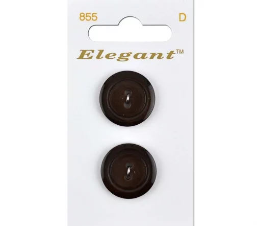 Пуговицы Elegant, арт. 855 E, 2 отв., 22 мм, пластик, 2 шт., т.коричневый