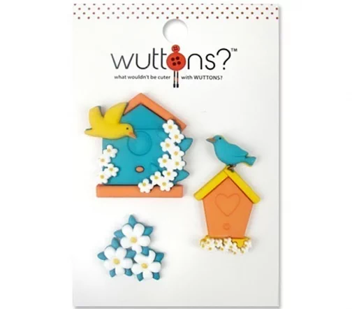 Пуговицы декоративные, Wuttons "Скворечник", арт 5728, на ножке, нейлон, 3 шт