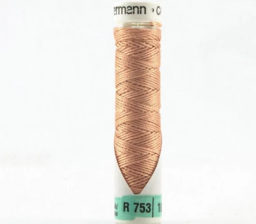 Нить Silk R 753 для фасонных швов, 10м, 100% шелк, цвет 979 абрикос, Gutermann 703184