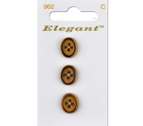 Пуговицы Elegant, арт. 962 G, 4 отв., 13 мм, дерево, 3 шт., коричневый