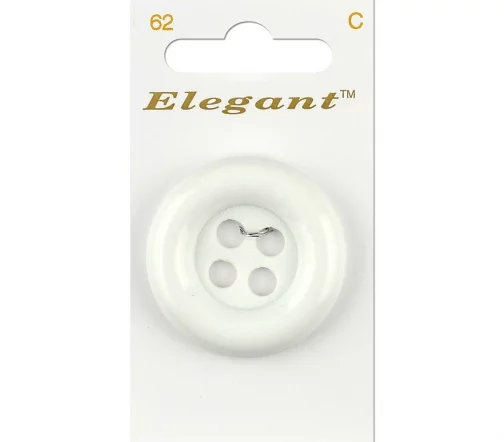 Пуговица Elegant, арт. 062 C, на ножке, 38 мм, пластик, белый