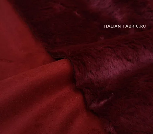Мех искусственный с замшей, цвет бордо, 61461-2