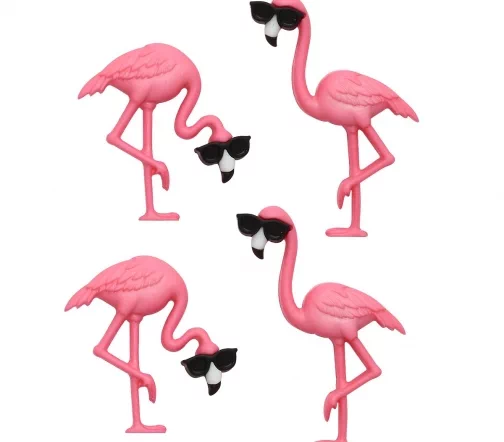 Декоративные пуговицы Dress It Up "Розовые фламинго", 4 шт., 10407