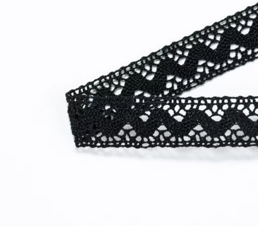 Мерсеризованное хлопковое кружево IEMESA, ширина 16 мм, цвет черный