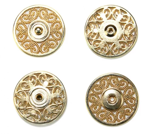 Кнопка ажурная "Узор" пришивная, металл, 23мм, цвет золото, M1582-23-2
