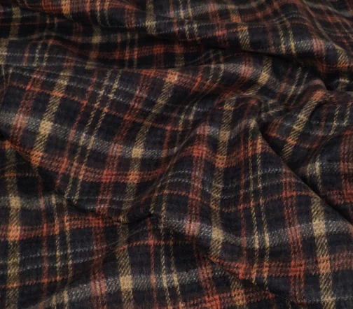 Шерсть костюмная в клетку, цвет коричневый/оранжевый/желтый, 1092123-1