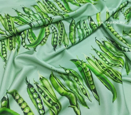 Трикотаж вискозный "Горошек", фон зеленый, 01448-1