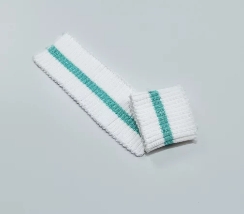 Манжеты трикотаж с полоской, цвет белый/зеленый