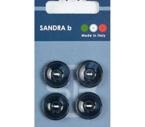 Пуговицы Sandra, 18 мм, 2 отв., пластик, 4 шт., синий, CARD099
