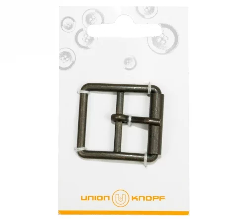 Пряжка Union Knopf, 25 мм, двухщелевая с 1 шпеньком, металл, цвет состаренная латунь, 201024