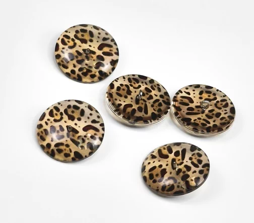Пуговица Sandra "Леопард", на ножке, 25 мм, пластик, цвет коричневый, 1545Y-25-3