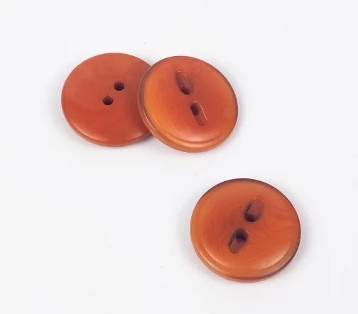 Пуговицы, Union Knopf, "Круглые", 2 отв. с прорезями в бок, семя пальмы, цвет оранжевый, 18 мм