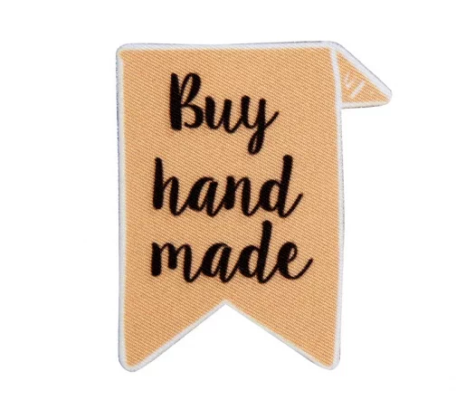 Термоаппликация HKM "Buy hand made", 4,2 х 5 см, цвет бежевый, 38650