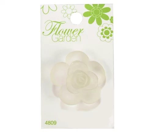 Пуговица, Flower Garden, арт. 4809, на ножке, 34 мм, пластик, бело-молочный прозрачный