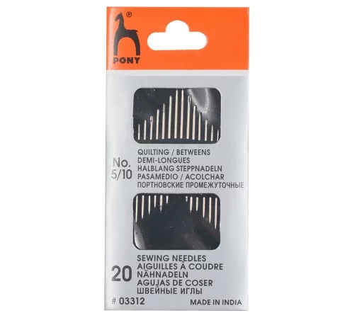 Иглы ручные для шитья полудлинные, № 5-10, 20 шт., PONY 03312