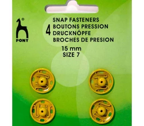 78914/03 PONY Кнопки одежные 15 мм, латунь, желтые, 4 шт.