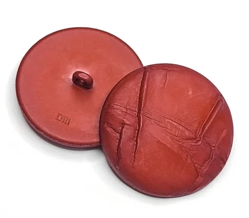 Пуговица DILL "мятая", на ножке, пластик, цвет красный, 38 мм