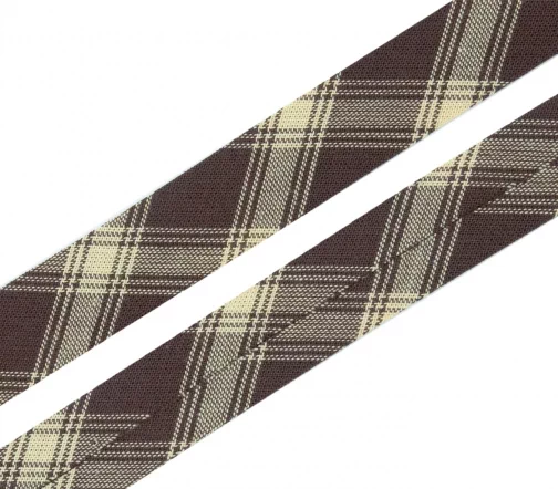 Косая бейка MATSA "шотландка", 18мм, хлопок, цвет 03, коричнево-бежевый