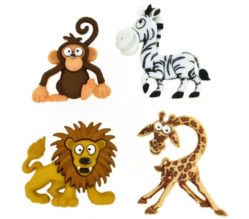 Декоративные пуговицы Dress It Up "Забавное сафари", 4 шт., 7927