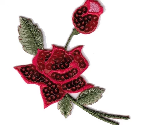 Термоаппликация "Роза красная с пайетками", 8,5 x 7 см, 569938