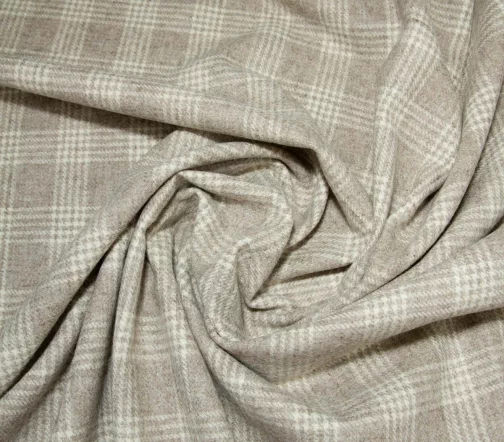 Шерсть костюмная в клетку, цвет бежевый/молочный, 1092327