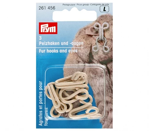 261456 Крючки и петли для меховых изделий (сталь), св.бежевый цв., 3шт, Prym