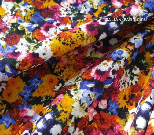 Репс "Цветочный карнавал", оранжевый, 01967-3