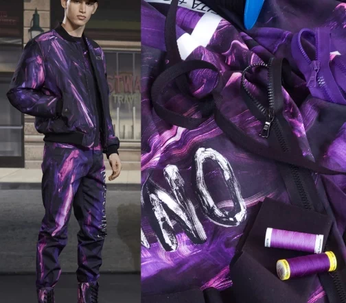 Футер Moschino "Абстракция", купон на спортивный костюм, цвет фиолетовый, 1032217к