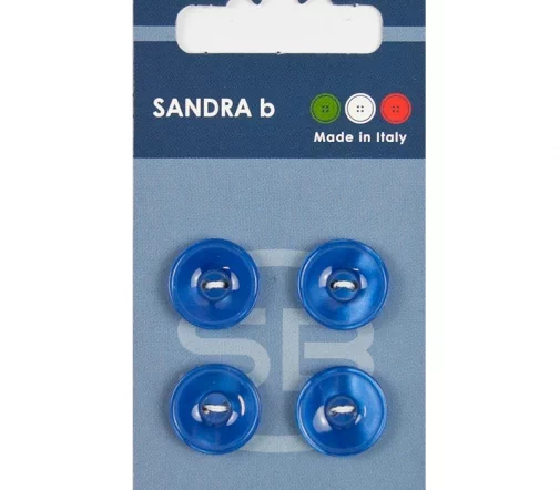Пуговицы Sandra, 15 мм, 2 отв., пластик, 4 шт., королевский синий, CARD120