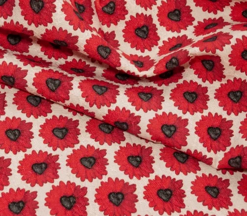 Жаккард стрейч хлопковый "Ромашки на бежевом", 00727-1