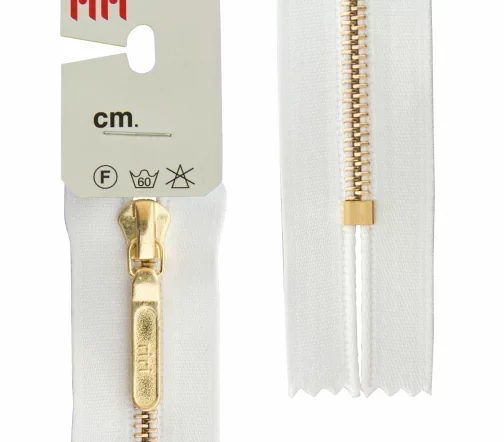 Молния RiRi атласная, металл, неразъём, 4 мм 18 см, подвеска LANG24, цепь GO, цвет 2101, белый
