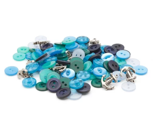 Набор декоративных пуговиц "Морской", пластик, 108 шт.