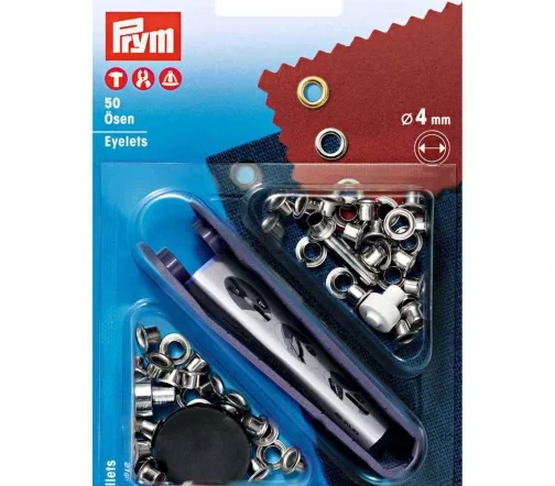 542400 Блочки с инструментом, для ремней/бейсболок 4мм, 50шт, цвет серебро, Prym