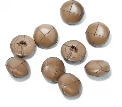Пуговица Union Knopf, на ножке, натуральная кожа, цвет св.коричневый, 18 мм