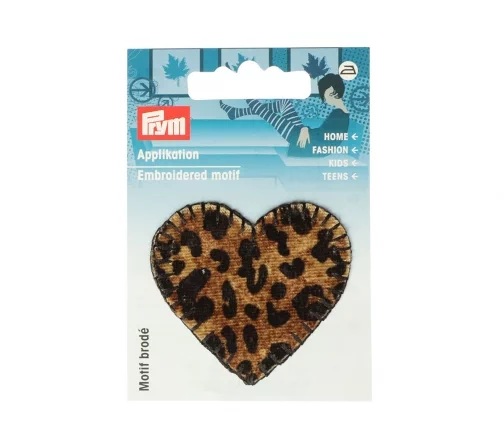 926680 Термоаппликация "Сердце бархатное с леопардовым принтом", 5,2х5 см, цвет коричневый, Prym