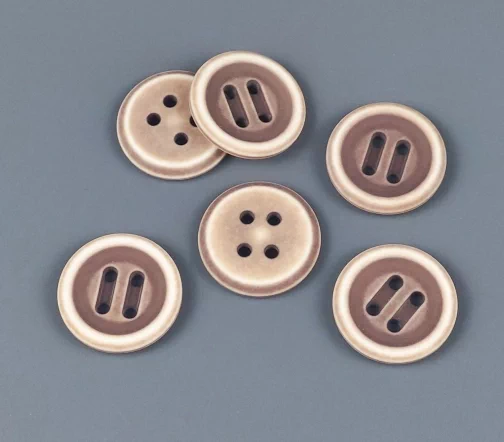 Пуговицы, Union Knopf, круглые, с белым ободком, 4 отв., пластик, цвет коричневый, 20 мм