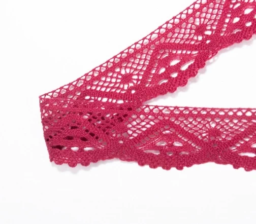 Мерсеризованное кружево IEMESA, ширина 39 мм, цвет бордовый