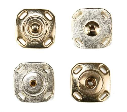 Кнопка квадрат пришивная, металл, 15мм, цвет золото, M882-15-2
