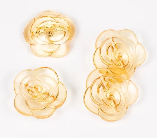 Пуговицы, Union Knopf, "Роза прозрачная", на ножке, пластик, цвет оранжевый, 30 мм