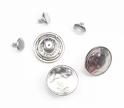 Пуговица джинсовая "Мятая", на ножке, 20 мм, металл, цвет никель, 64371