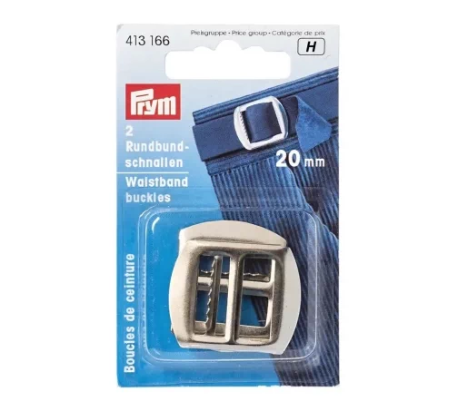 413166 Застежки-пряжки для пояса скругленные, 20мм, нерж. сталь, серебристый, 2шт, Prym