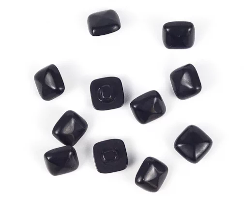 Пуговица Квадрат, на ножке, пластик, цв. черный, 12 мм