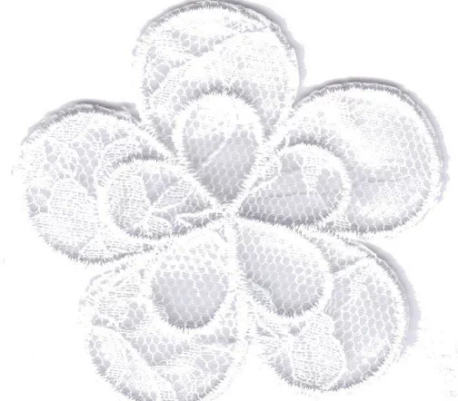 Термоаппликация "Цветок кружевной средний белый", 5,5 х 5 см, арт. 569527.A