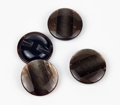 Пуговица, Union Knopf, с полоской, на ножке, пластик, цвет коричневый, 28 мм