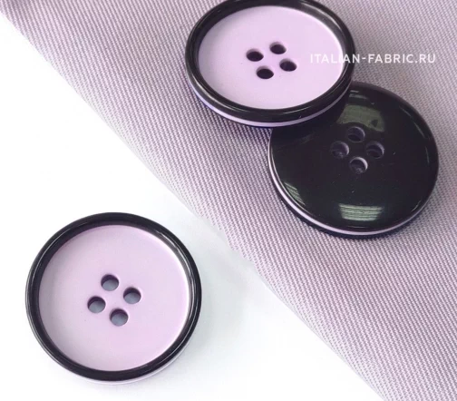 Пуговица Sandra с черным ободком, 22 мм, 4 отв., пластик, сиреневый, 75547-36-P3389