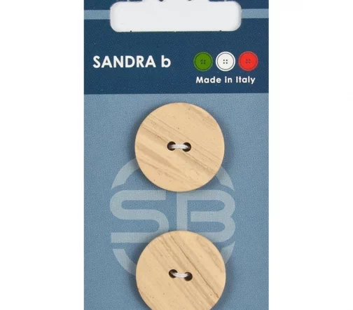 Пуговицы Sandra, 23 мм, 2 отв., пластик, 2 шт., деревянный, арт. CARD240