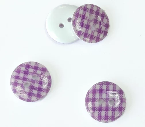 Пуговицы, Union Knopf, "Круглые в клеточку", 2 отверстия, пластик, цвет сиреневый, 18 мм