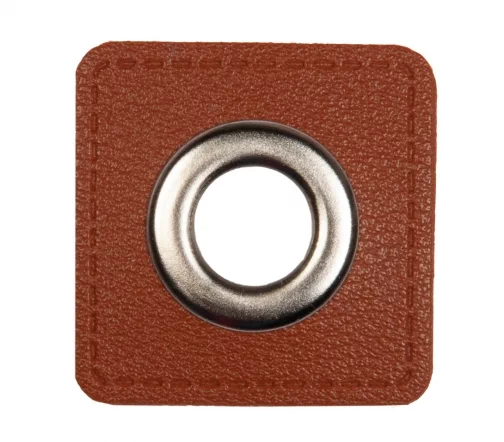 Люверс пришивной на патче HKM "Квадрат", 3,3см, 2шт., цвет верблюжий, арт. 1200/24